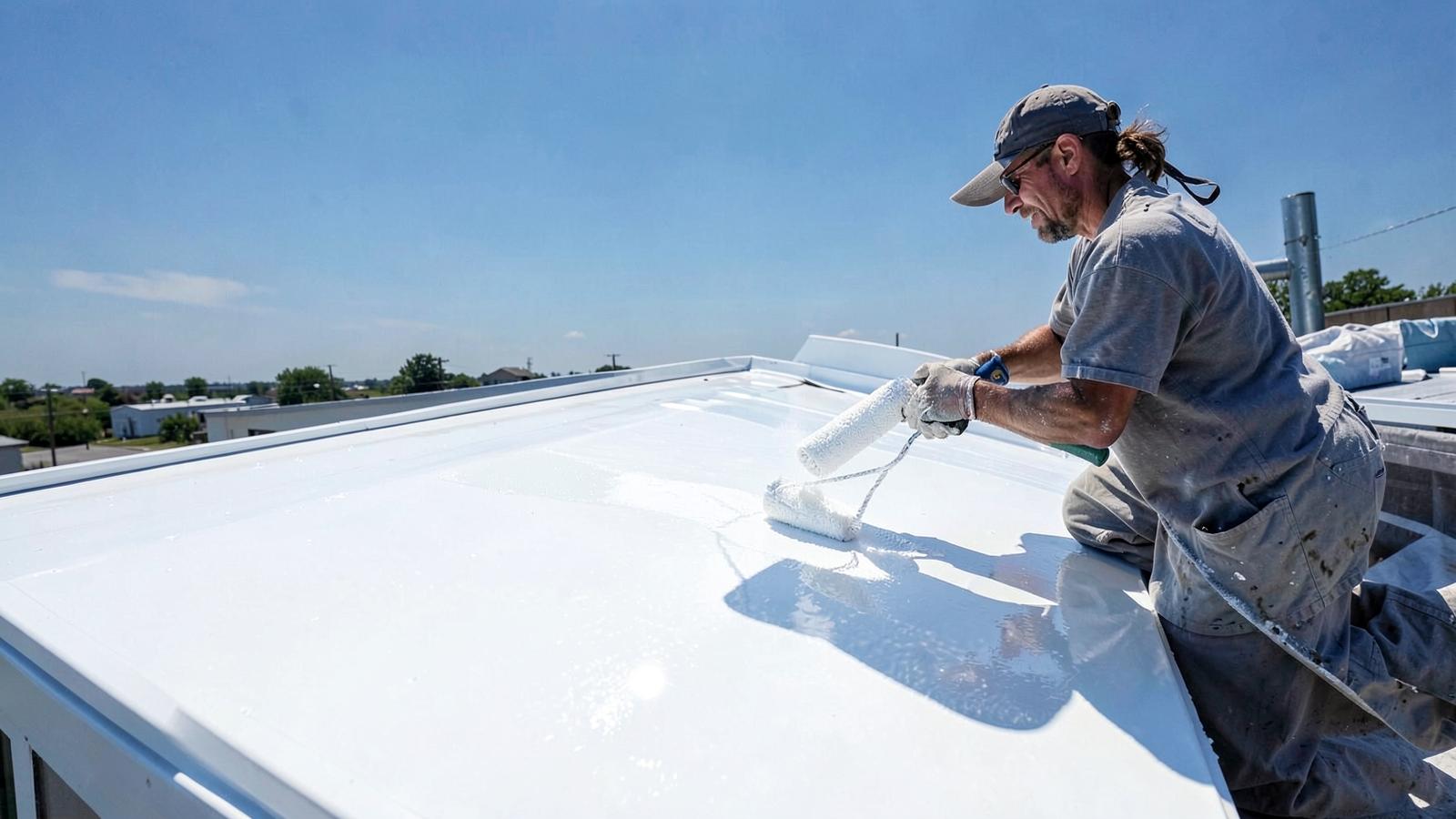Application d'une peinture blanche anti-chaleur sur une toiture à Torcy